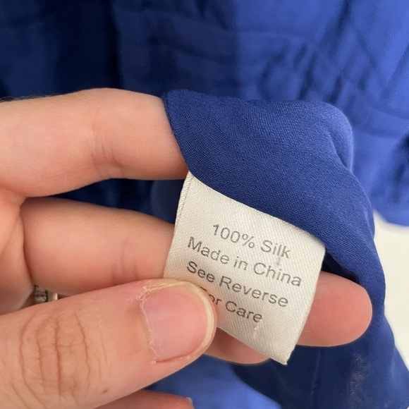 Parker Blue V Neck Silk Dress Small - Picture 6 of 7